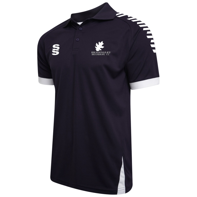 HEADINGLEY BRAMHOPE CC Fuse Polo Shirt : Navy / White