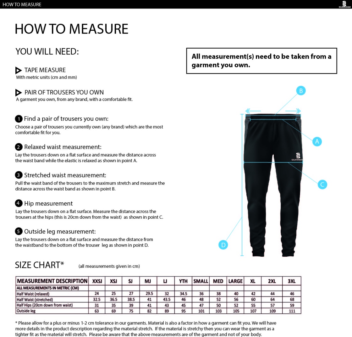 HEADINGLEY BRAMHOPE CC Dual Skinny Pant : Navy - Size Guide
