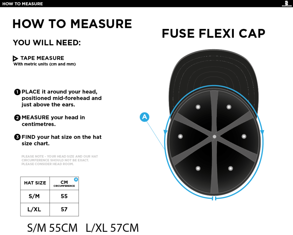 HEADINGLEY BRAMHOPE CC Fuse Flexi Cap - Navy - Size Guide