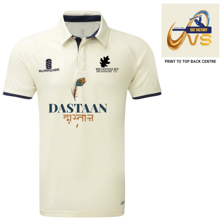 HEADINGLEY BRAMHOPE CC Ergo Cricket Shirt - Short Sleeve : Navy Trim