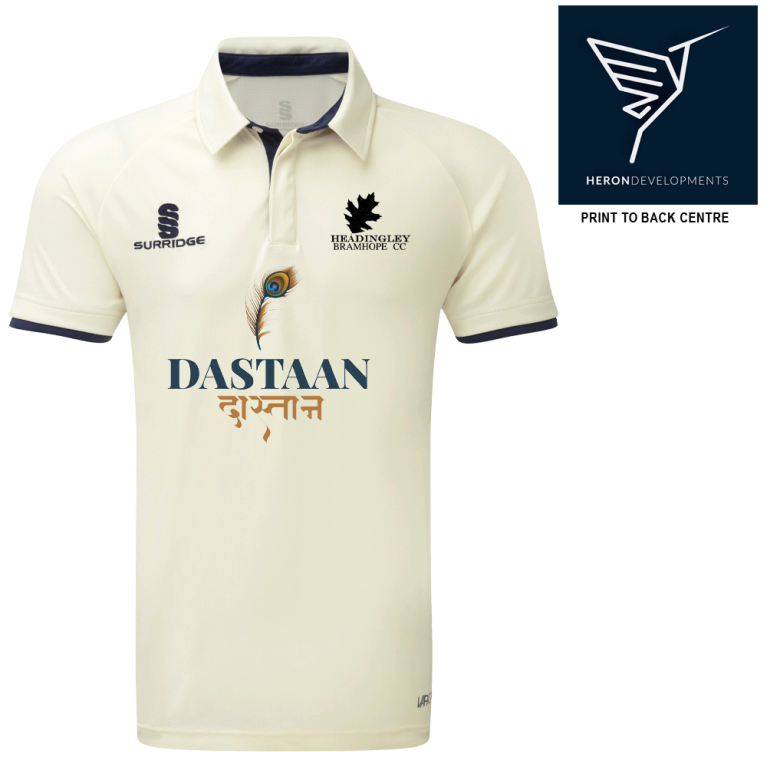 HEADINGLEY BRAMHOPE CC Ergo Cricket Shirt - Short Sleeve : Navy Trim