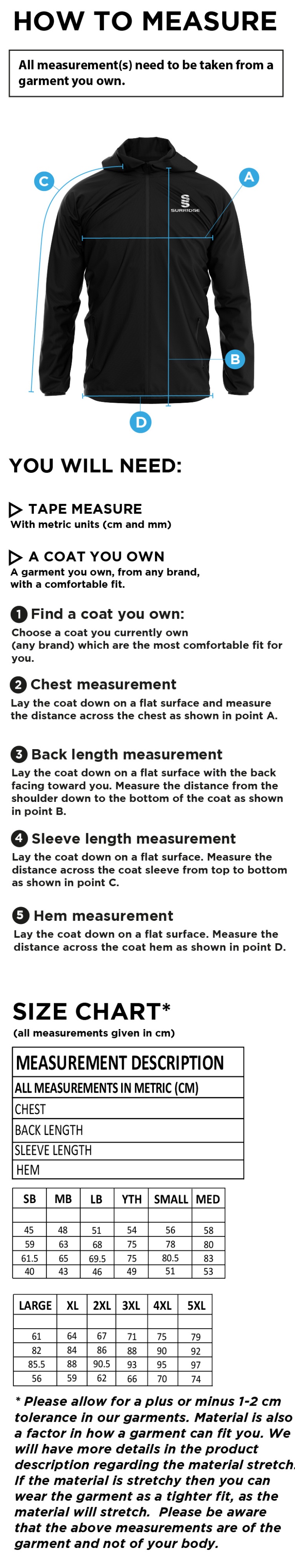 HEADINGLEY BRAMHOPE CC Dual Full Zip Training Jacket : Navy - Size Guide