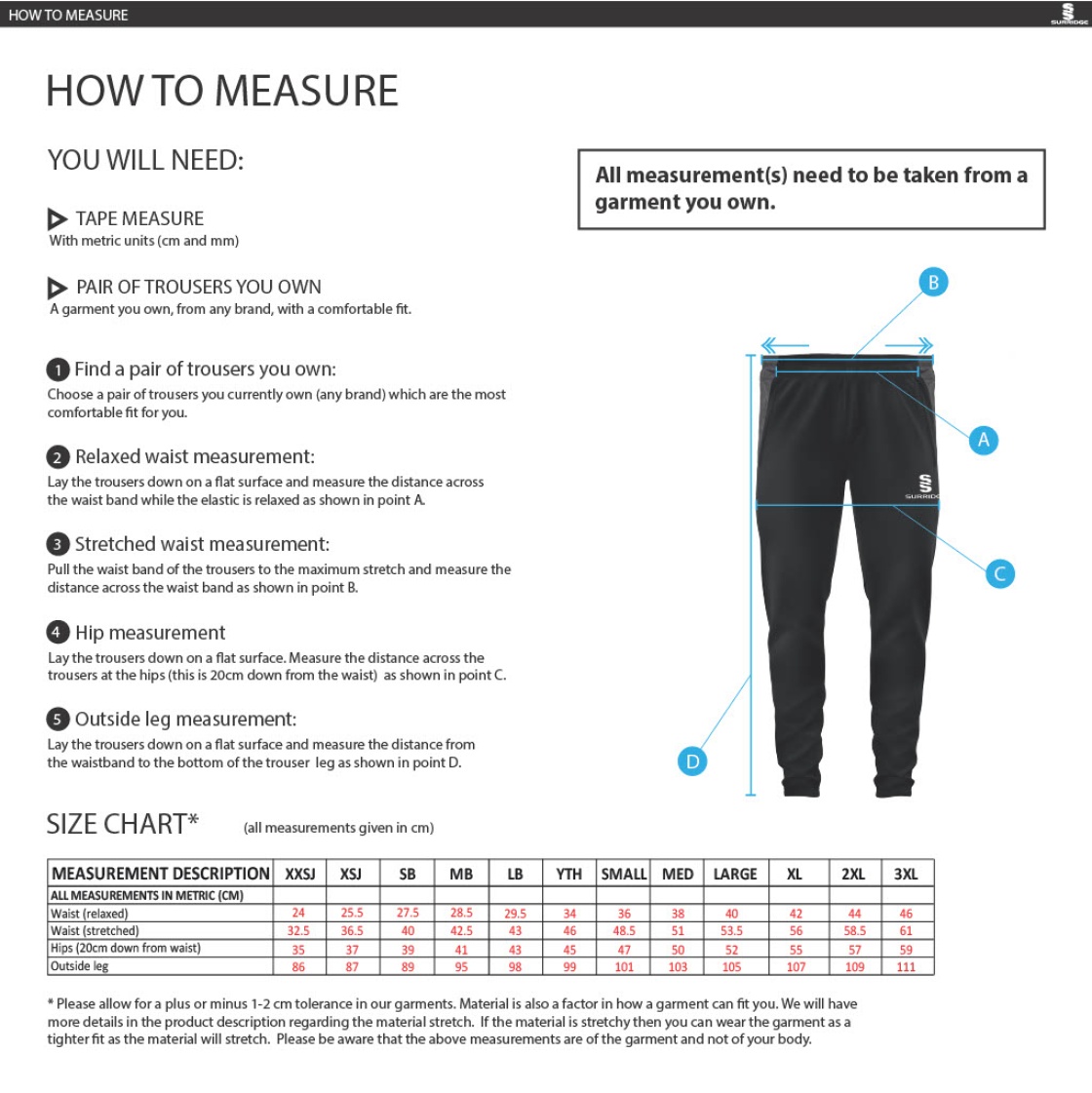 HEADINGLEY BRAMHOPE CC Dual Skinny Pant : Navy - Size Guide